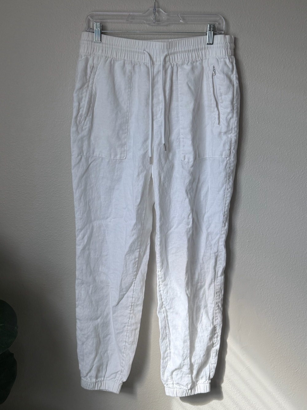 Athleta Retreat Linen Jogger Pants White Size 8 Calla Lily Coastal Grandma - Picture 3 of 5